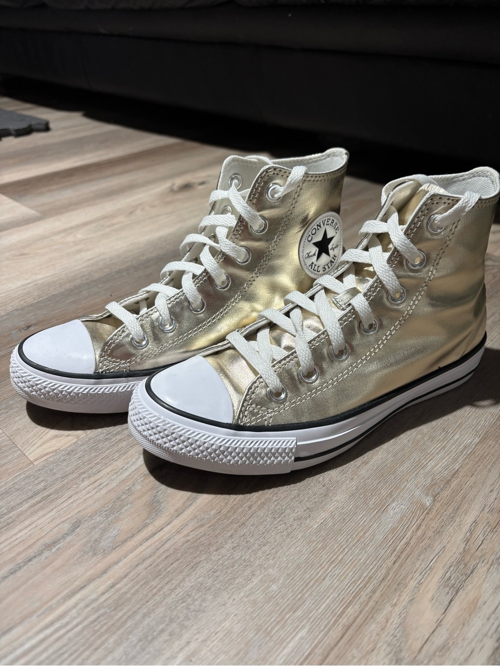 Converse Metallic Gold High Top Sneakers with White Accents